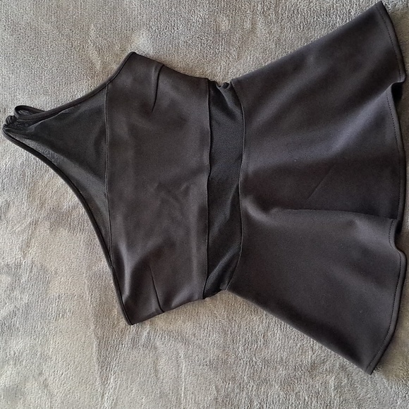 Guess One Shoulder Black/Black Peplum Top - Picture 1 of 7